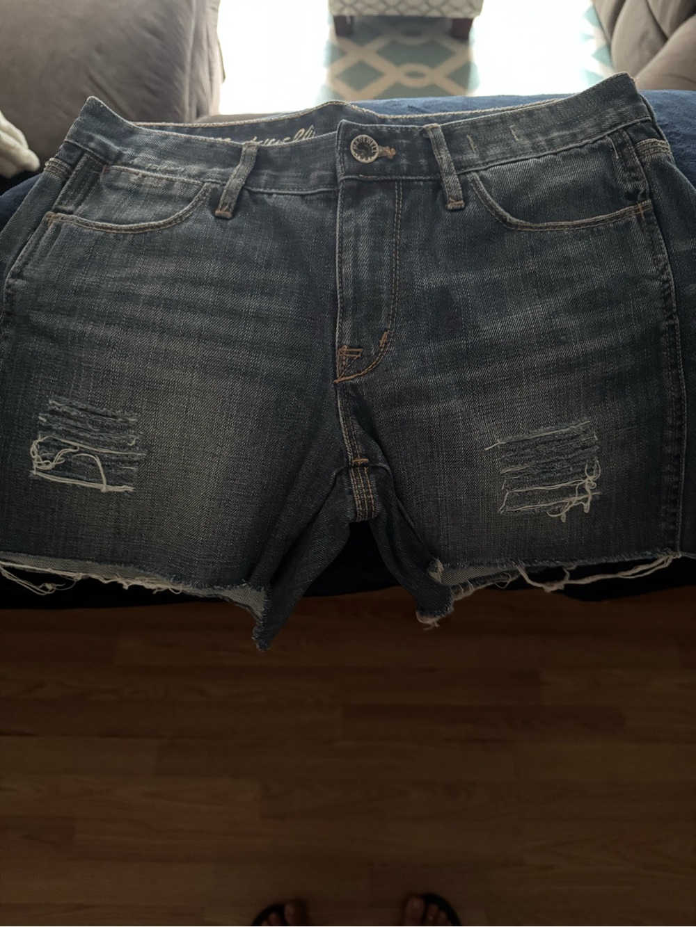 Distressed Blue Denim Cutoff Shorts